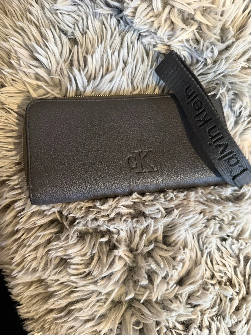 Calvin Klein Black Zip Wallet with Embossed cK